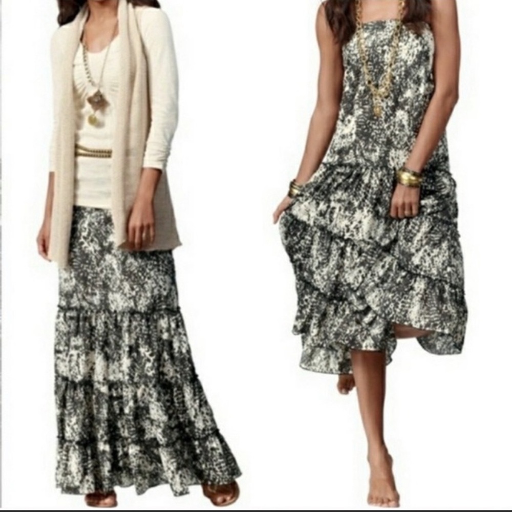 CAbi Black and White Maxi Skirt